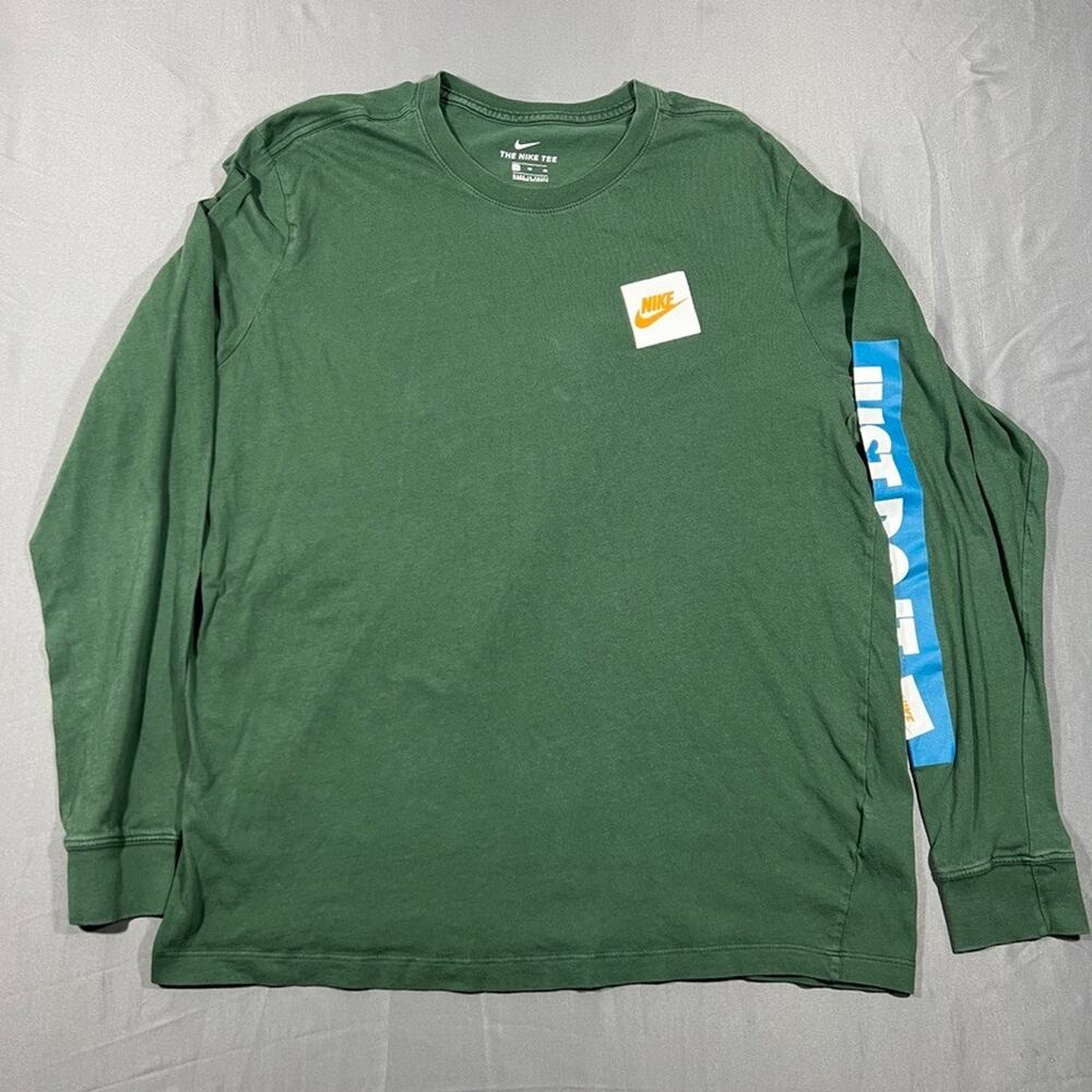 Nike Sportswear Shirt Mens XL Green Just Do It Spellout Logo Cotton Crew Neck